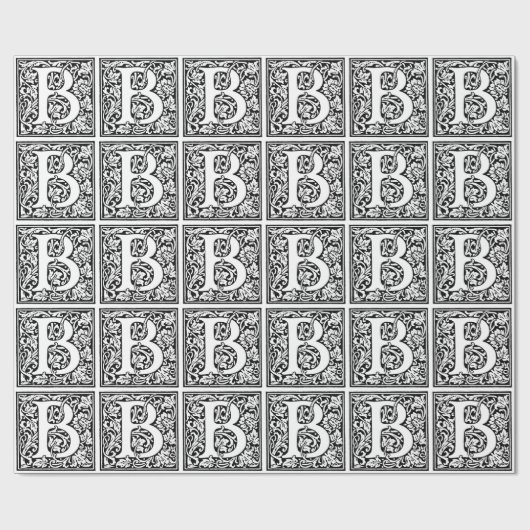 Initiaal B Monogram. Gepersonaliseerd Naam Floral Cadeaupapier (Vlak)