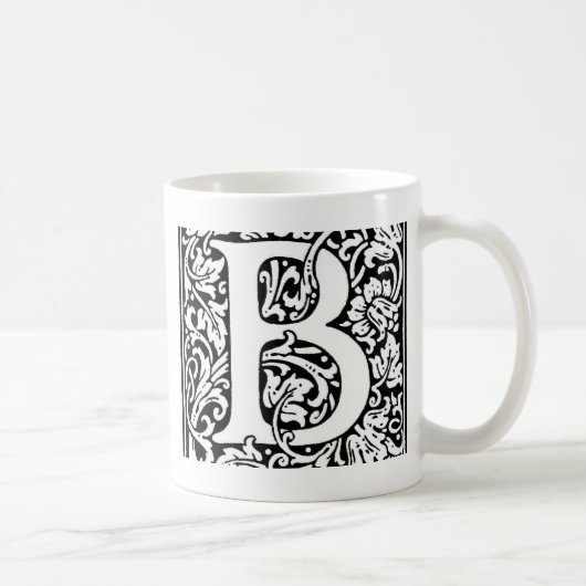 Initiaal B Monogram. Gepersonaliseerd Naam Floral Koffiemok (Rechts)