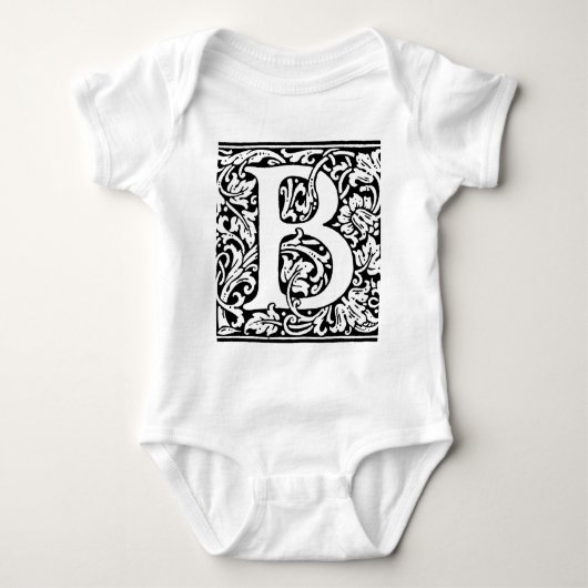 Initiaal B Monogram. Gepersonaliseerd Naam Floral  Romper (Voorkant)