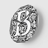 Initiaal B Monogram. Gepersonaliseerd Naam Floral  Ronde Klok (Hoek)