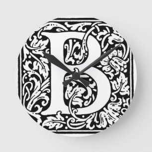 Initiaal B Monogram. Gepersonaliseerd Naam Floral  Ronde Klok
