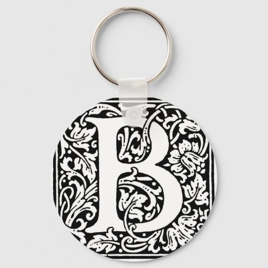 Initiaal B Monogram. Gepersonaliseerd Naam Floral  Sleutelhanger (Voorkant)