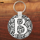 Initiaal B Monogram. Gepersonaliseerd Naam Floral  Sleutelhanger (Voorkant)