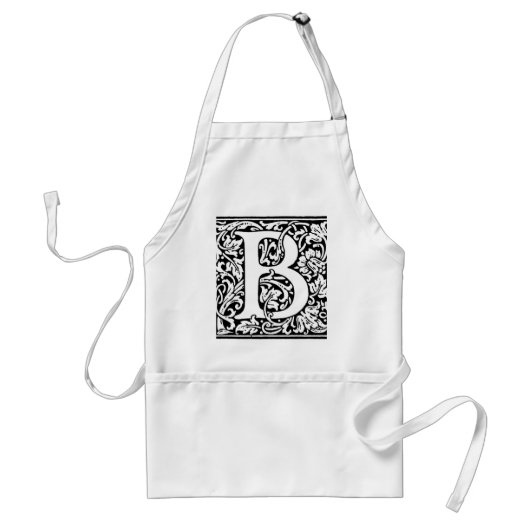 Initiaal B Monogram. Gepersonaliseerd Naam Floral  Standaard Schort (Voorkant)