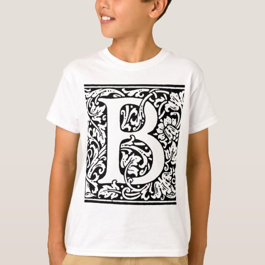 Initiaal B Monogram. Gepersonaliseerd Naam Floral  T-shirt (Voorkant)