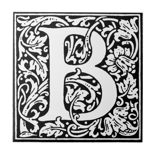 Initiaal B Monogram. Gepersonaliseerd Naam Floral  Tegeltje (Voorkant)