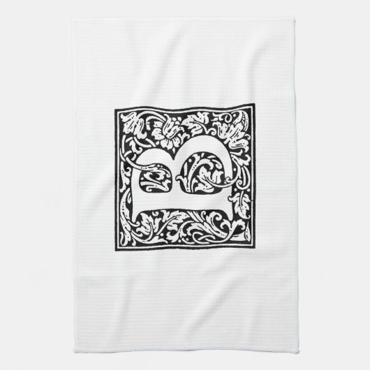 Initiaal B Monogram. Gepersonaliseerd Naam Floral  Theedoek (Verticaal)