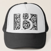 Initiaal B Monogram. Gepersonaliseerd Naam Floral  Trucker Pet (Voorkant)