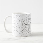 Initiaal B Monogram White Diamonds - Afdruk Koffiemok (Links)