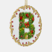 initiaal B monogramme kerstversiering - cirkel Keramisch Ornament (Rechts)