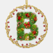 initiaal B monogramme kerstversiering - cirkel Keramisch Ornament (Voorkant)