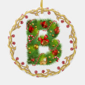 initiaal B monogramme kerstversiering - cirkel Keramisch Ornament (Achterkant)