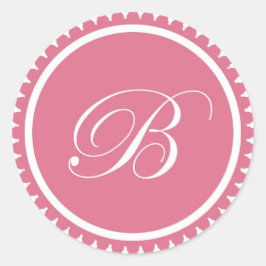Initiaal B-prinses roze monogram bezegeling Ronde Sticker