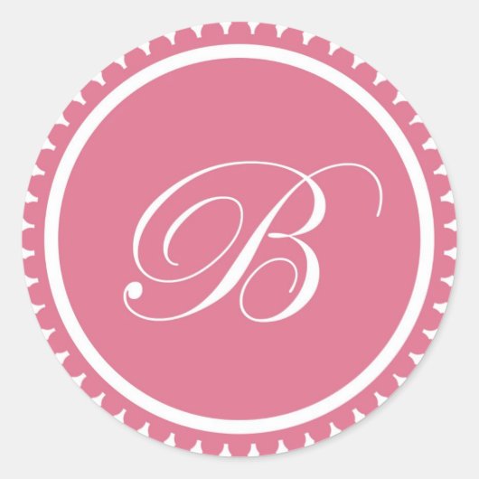 Initiaal B-prinses roze monogram bezegeling Ronde Sticker (Voorkant)