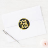 Initiaal B Ronde Sticker in Goud (Envelop)
