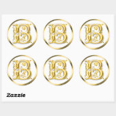 Initiaal B Ronde Sticker in Goud (Vel)