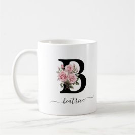 Initiaal B Rozen Bloemen Monogram Naam Koffiemok