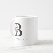 Initiaal B Rozen Bloemen Monogram Naam Koffiemok (Voorkant links)
