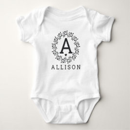 Initiaal Baby Naam met Wreath Romper