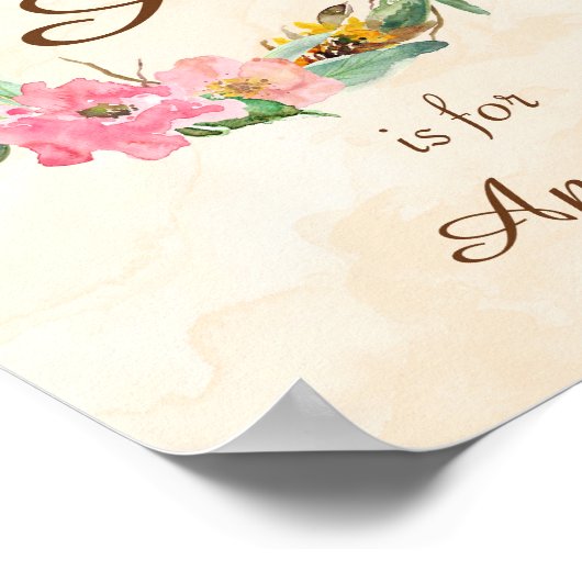 Initiaal Baby Naam Monogram Kunst Afdrukken Poster (Hoek)