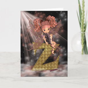 Initiaal Birthday Card Z Cute little fairy Kaart