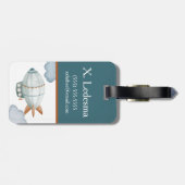 Initiaal blauw en bruin blauw Kind Bagagelabel (Achterkant horizontaal)