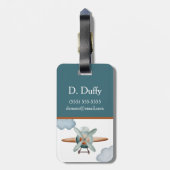 Initiaal blauw en bruin Kind Bagagelabel (Achterkant verticaal)