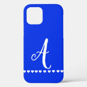 Initiaal Blauw en wit monogram Case-Mate iPhone Case (Achterkant)