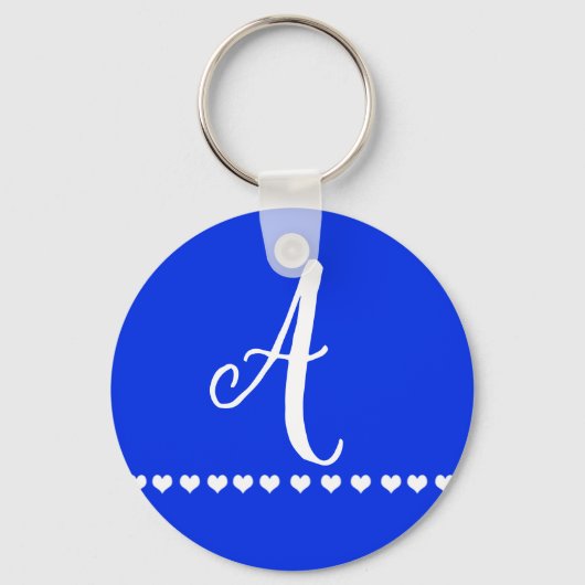 Initiaal Blauw en wit monogram Sleutelhanger (Voorkant)