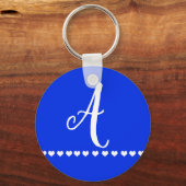 Initiaal Blauw en wit monogram Sleutelhanger (Voorkant)