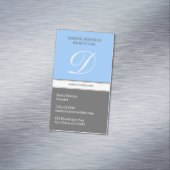 Initiaal blauw grijs magnetisch visitekaartje (Voorbeeld)