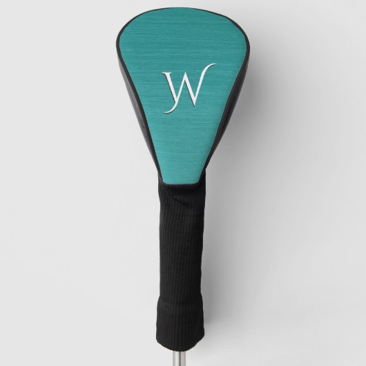 Initiaal Blauwgroen metaal geborsteld Golfheadcover (Voorkant)