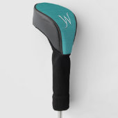 Initiaal Blauwgroen metaal geborsteld Golfheadcover (Schuin)