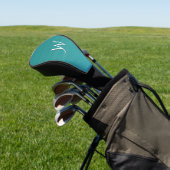 Initiaal Blauwgroen metaal geborsteld Golfheadcover (Insitu)