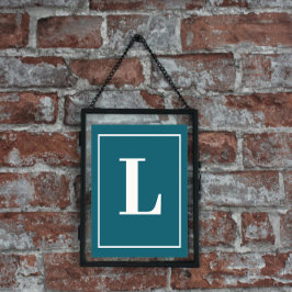 Initiaal |Blauwgroen Monogram Moderne Stijlen Poster