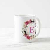 Initiaal Boho Koffie Mok Monogram Teacup Floral Cu (Voorkant rechts)