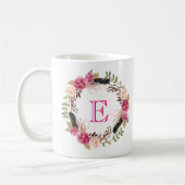Initiaal Boho Koffie Mok Monogram Teacup Floral Cu (Links)