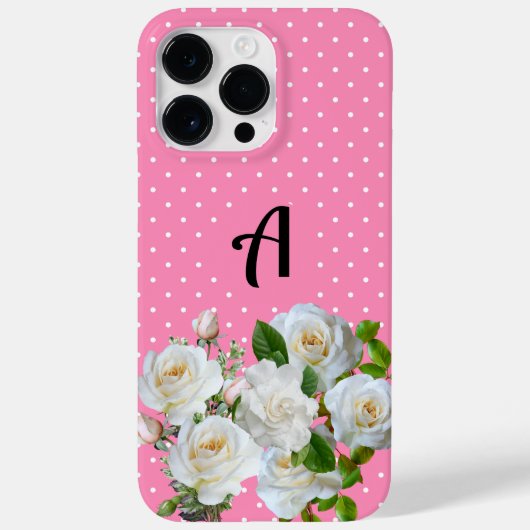 Initiaal Boho Pink polka dots met grilly Case-Mate iPhone Case (Achterkant)