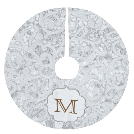 Initiaal boomrok van landras Rustisch monogram Kerstboom Rok (Voorkant)