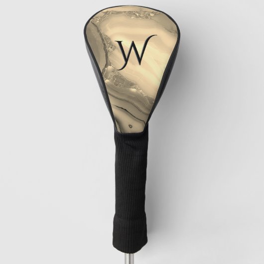 Initiaal bruin glanzend golfheadcover (Voorkant)