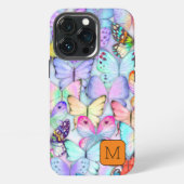 Initiaal Butterfly Waterverf Paars en Oranje iPhone Hoesje (Achterkant)