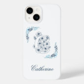 Initiaal "C" Blauw Monogram Kalme Bloemen Case-Mate iPhone Case (Achterkant)