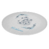 Initiaal "C" Blauw Monogram Kalme Bloemen Snijplank (Hoek)