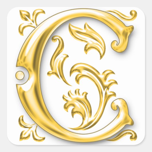Initiaal C Hoofdletter Sticker in Goud (Voorkant)