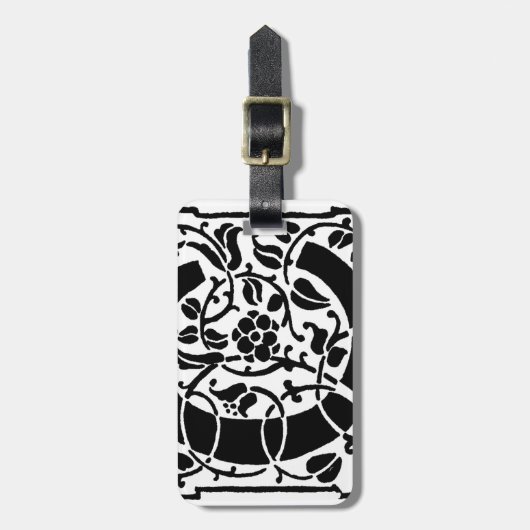 Initiaal C Monogram. Floral Name Gepersonaliseerd  Bagagelabel (Voorkant verticaal)