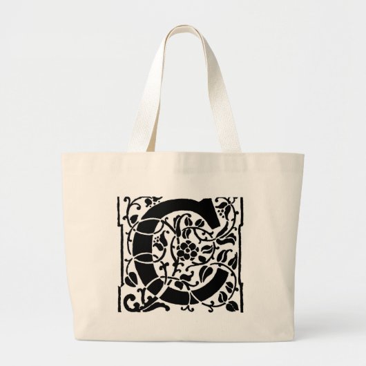 Initiaal C Monogram. Floral Name Gepersonaliseerd Grote Tote Bag (Voorkant)