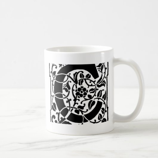 Initiaal C Monogram. Floral Name Gepersonaliseerd Koffiemok (Rechts)