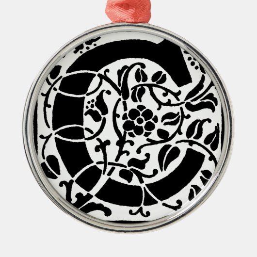 Initiaal C Monogram. Floral Name Gepersonaliseerd Metalen Ornament (Voorkant)