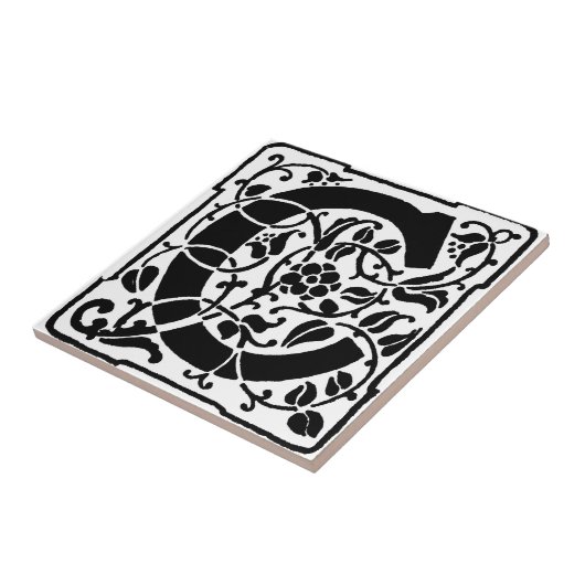 Initiaal C Monogram. Floral Name Gepersonaliseerd  Tegeltje (Zijkant)