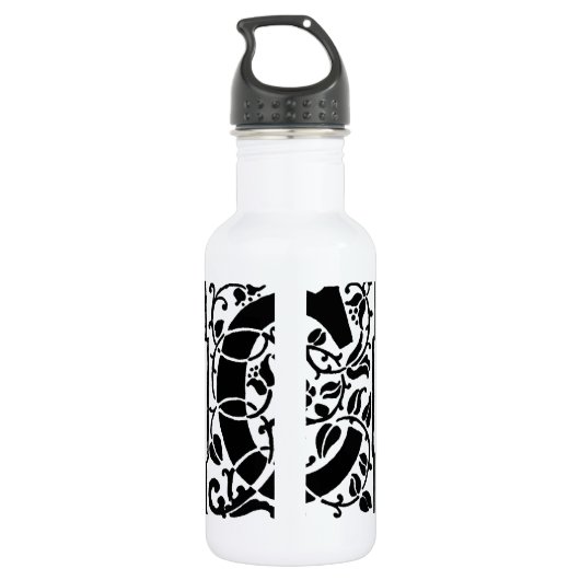 Initiaal C Monogram. Floral Name Gepersonaliseerd  Waterfles (Achterkant)